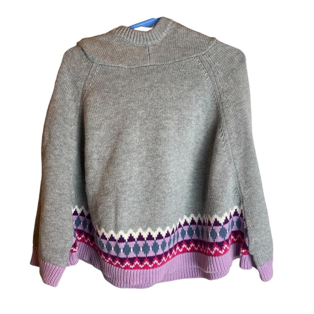 Gymboree Prima Ballerina Gray Purple Pullover Hooded Poncho Sweater Size 3T
